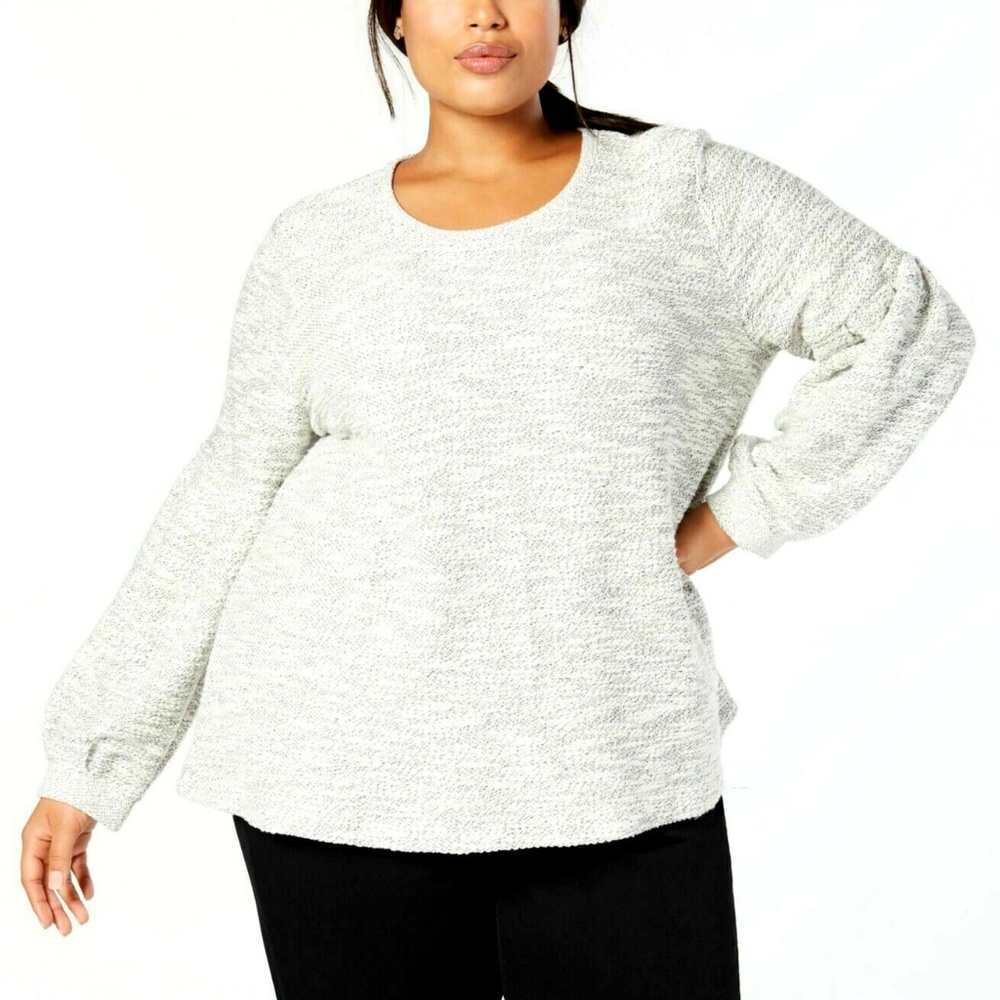 (NWT) Style&Co Plus Size 3X Neutral Marbled Lurex Metallic French Terry Sweater